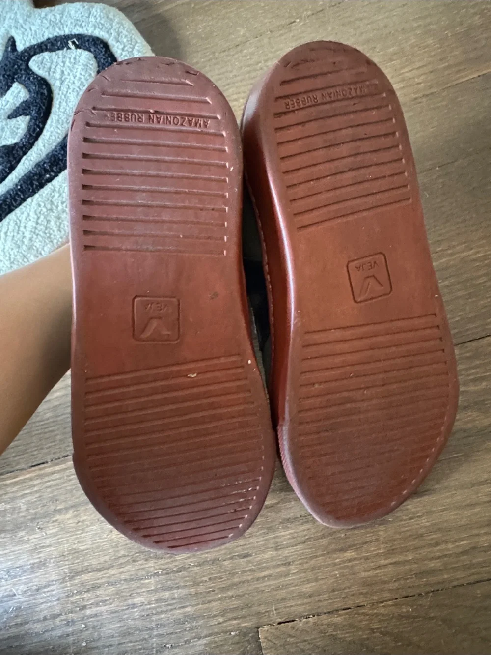 Veja Kids Suede Sneakers with Red Sole - Velcro Closure
